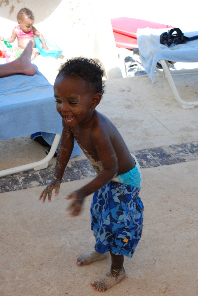 Whose pants are falling down?